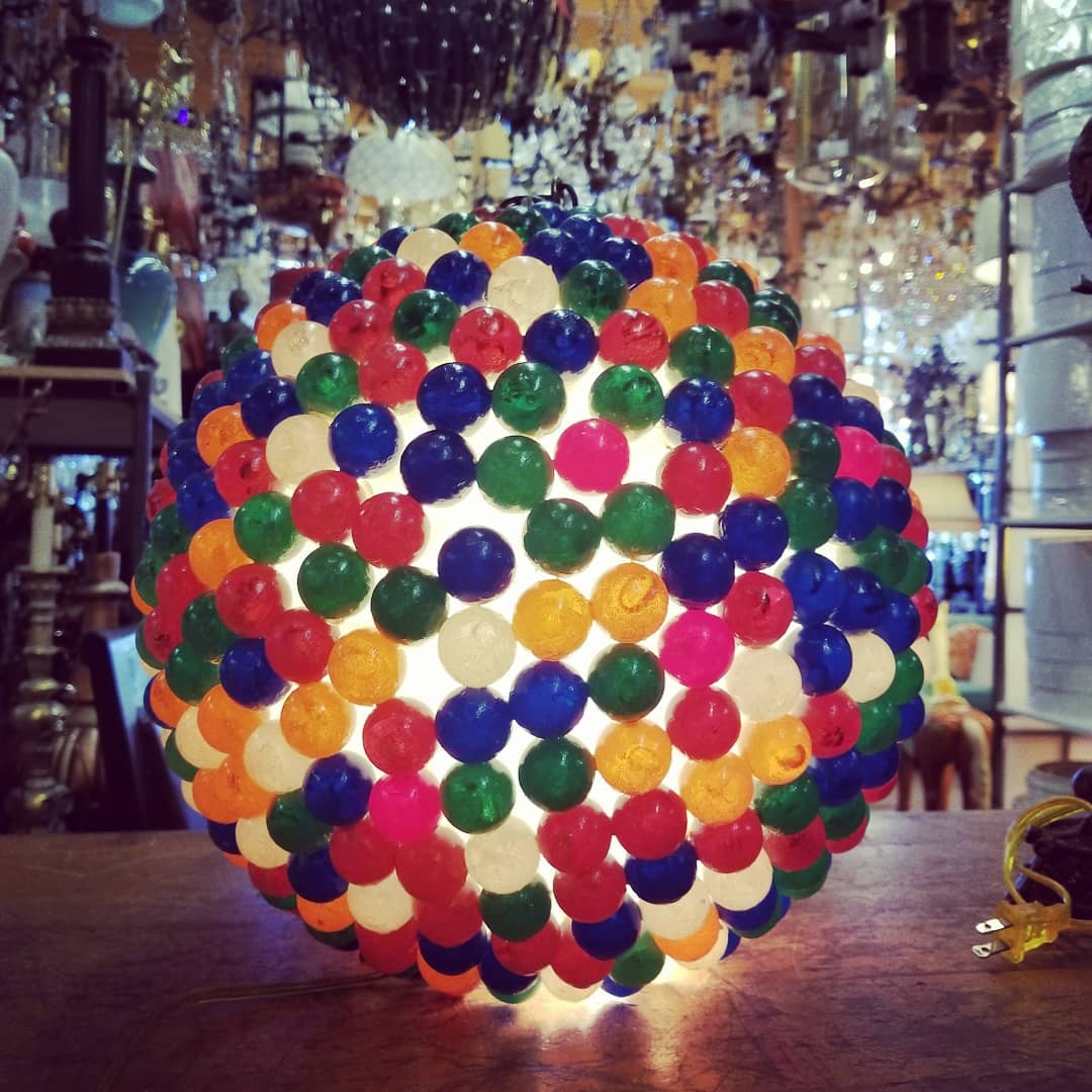 Colorful beaded globe table lamp
