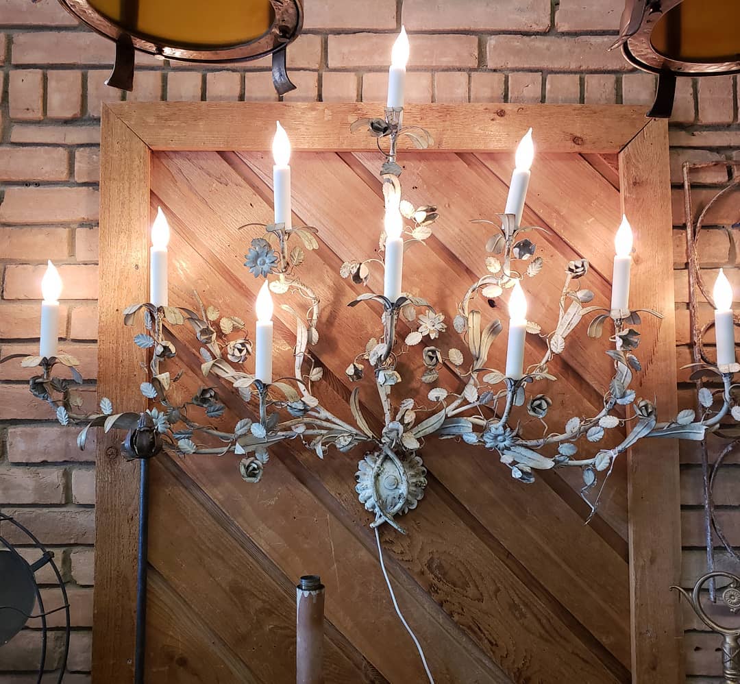 Antique floral metal wall sconce